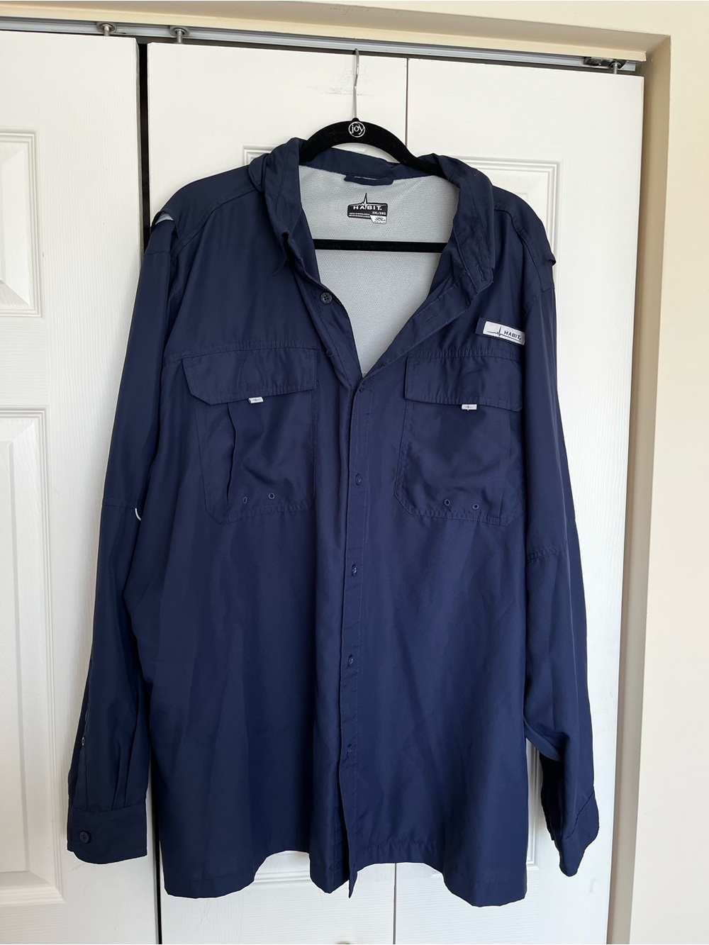 Habit Men's Navy Lightweight Hooded Fishing Shirt Jacket